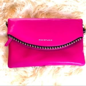 Hot Pink Max Studio Fold Over Clutch Crossbody